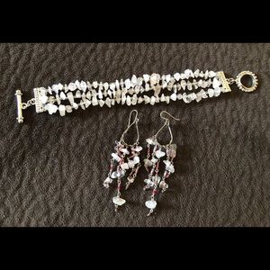 Rose Quartz bracelet and earrings set